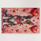 Australian Kelpie Valentine Dog Art with Hearts Legpuzzel (Horizontaal)