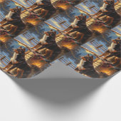 Australian Kelpie With Christmas Lights Holiday Cadeaupapier (Hoek)