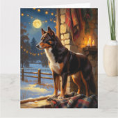 Australian Kelpie With Christmas Lights Holiday Kaart (Voorkant)