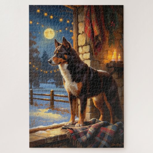Australian Kelpie With Christmas Lights Holiday Legpuzzel (Verticaal)