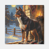 Australian Kelpie With Christmas Lights Holiday Magneet (Voorkant)