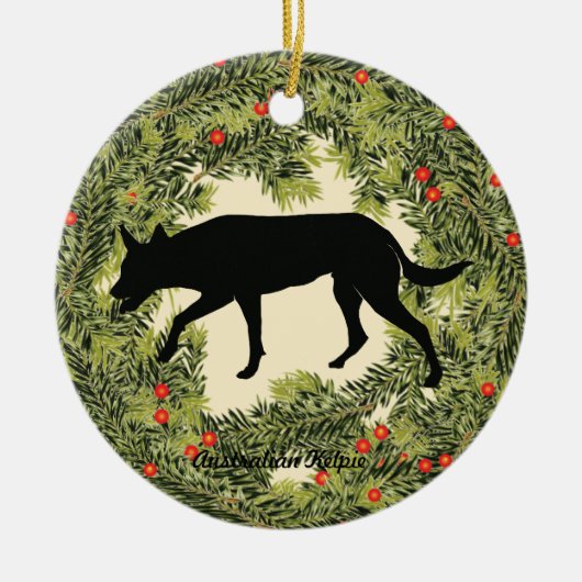 Australian Kelpie Wreath Keramisch Ornament (Voorkant)