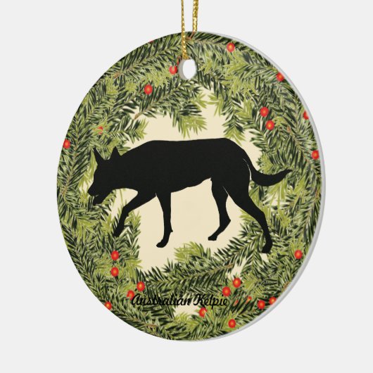Australian Kelpie Wreath Keramisch Ornament (Links)