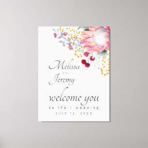 Australian King Protea Wedding Welcome Canvas Prin Afdruk
