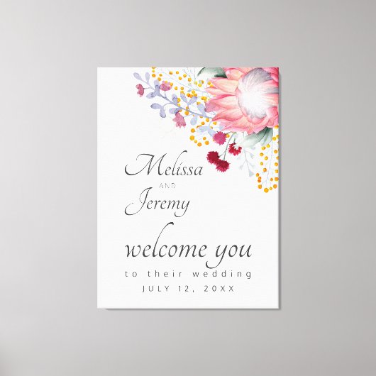 Australian King Protea Wedding Welcome Canvas Prin Afdruk (Voorkant)