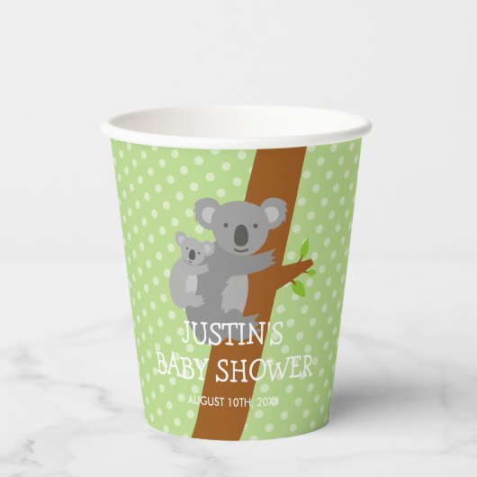 Australian koala beer gepolkadoteerde baby showers papieren bekers (Voorkant)