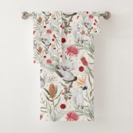 Australian Koala Cockatoos Proteas Natuur Pattern Bad Handdoek