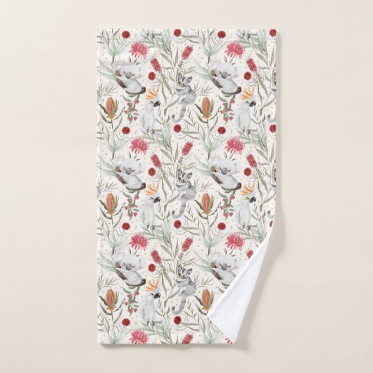 Australian Koala Cockatoos Proteas Natuur Pattern Bad Handdoek (Handdoek)