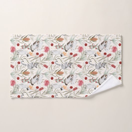 Australian Koala Cockatoos Proteas Natuur Pattern Bad Handdoek (Handdoek)