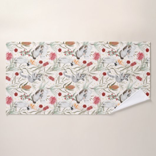 Australian Koala Cockatoos Proteas Natuur Pattern Badhanddoek (Badhanddoek)