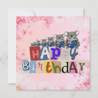 Australian Koala Happy Birthday Card Kaart