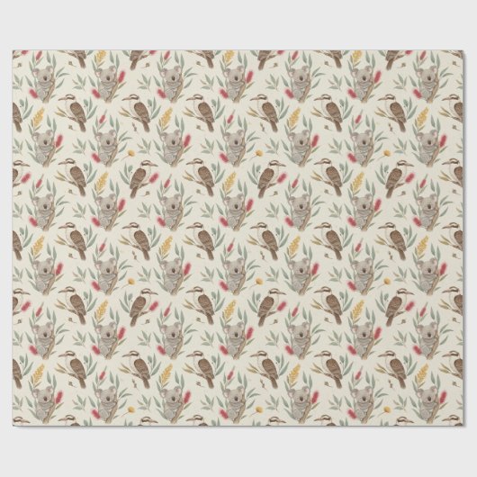 Australian Koalas, Kookaburras and Native Flora Cadeaupapier (Vlak)