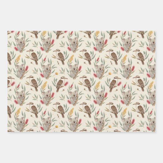 Australian Koalas, Kookaburras and Native Flora Inpakpapier Vel (Voorkant 3)