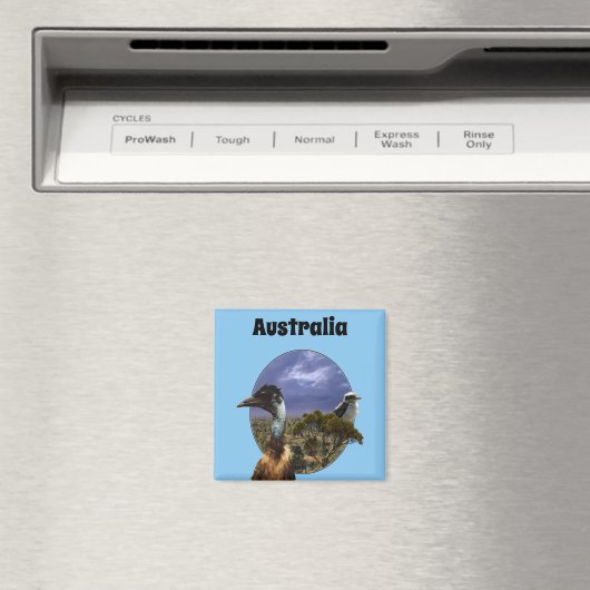 Australian Kookaburra and Emu, Fridge Magnet (Insitu (Vaatwasser))