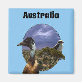 Australian Kookaburra and Emu, Fridge Magnet (Voorkant)