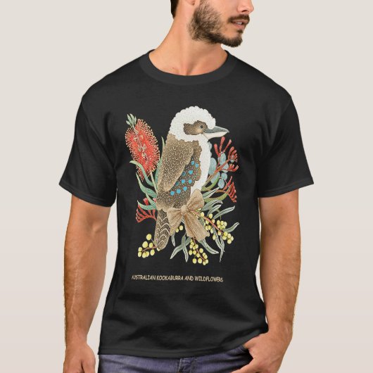Australian Kookaburra and Wildflowers T-shirt (Voorkant)
