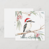 Australian Kookaburra Santa hat Merry Christmas Feestdagenkaart (Voorkant / Achterkant)