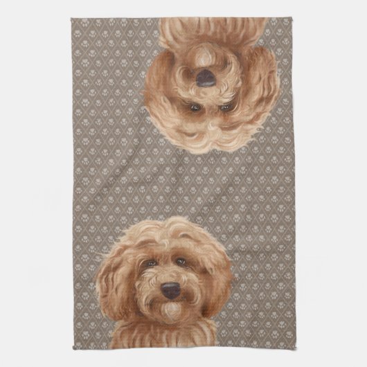 Australian Labradole Goldendole Beige Theedoek (Verticaal)