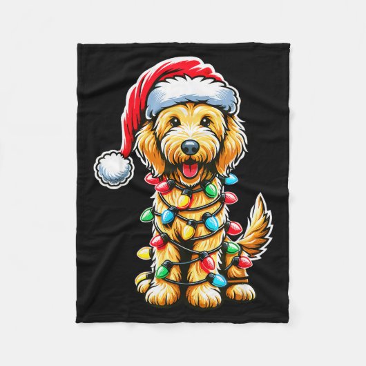Australian Labradoodle Christmas Tree Xmas Santa L Fleece Deken (Voorkant)
