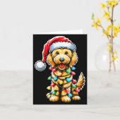 Australian Labradoodle Christmas Tree Xmas Santa L Kaart (Gele Bloem)