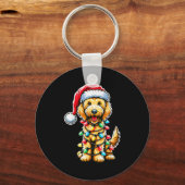 Australian Labradoodle Christmas Tree Xmas Santa L Sleutelhanger (Voorkant)
