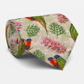 Australian Loriket Parrot met Grevillea Flowers Stropdas (Opgerold)