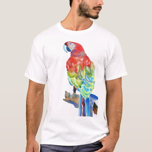 Australian Macaw Parrot Waterverf art T Shirt (Voorkant)