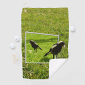Australian Magpie Bird Popout Art, Golfhanddoek (Insitu)