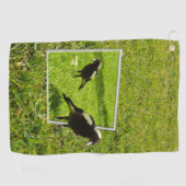 Australian Magpie Bird Popout Art, Golfhanddoek (Horizontaal)