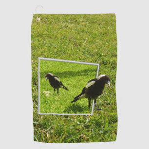 Australian Magpie Bird Popout Art, Golfhanddoek