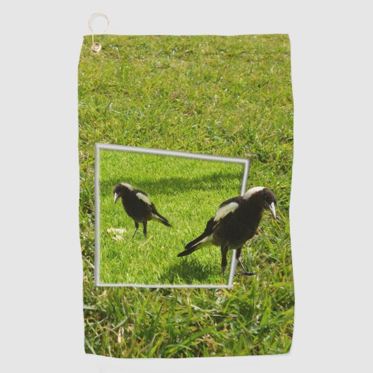 Australian Magpie Bird Popout Art, Golfhanddoek (Voorkant)