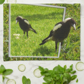 Australian Magpie Bird Popout Art, Theedoek (Gevouwen)