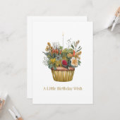 Australian Native Flower Cupcake Birthday Card  Kaart (Voorkant / Achterkant in situ)