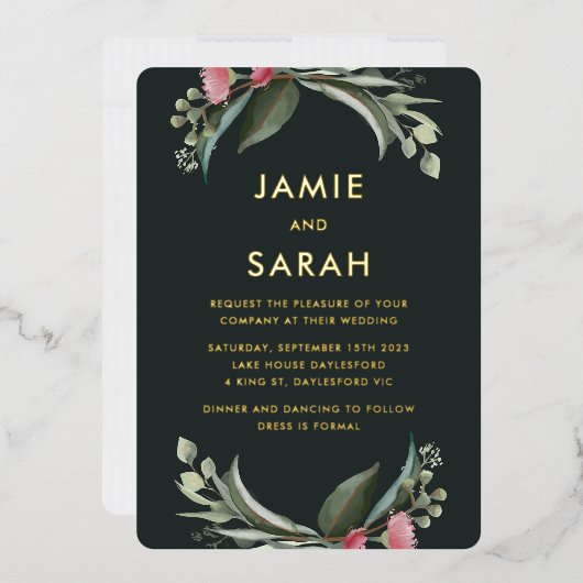 Australian Native Gum Blossom Folie Invitation Uitnodiging (Envelop)