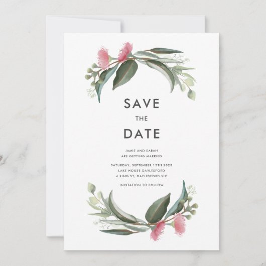 Australian Native Gum Blossom Save the Date (Voorkant)