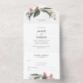 Australian Native Gum Blossom Wedding Invitation All In One Uitnodiging (Binnen)