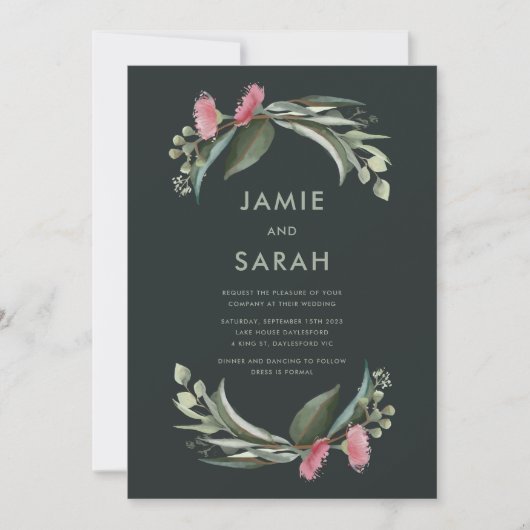 Australian Native Gum Blossom Wedding Invitation Kaart (Voorkant)