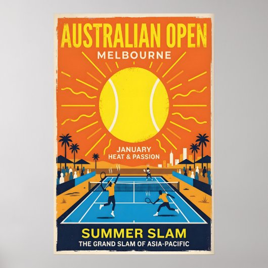 Australian Open Tennis Poster Zomer Slam, Vet (Voorkant)