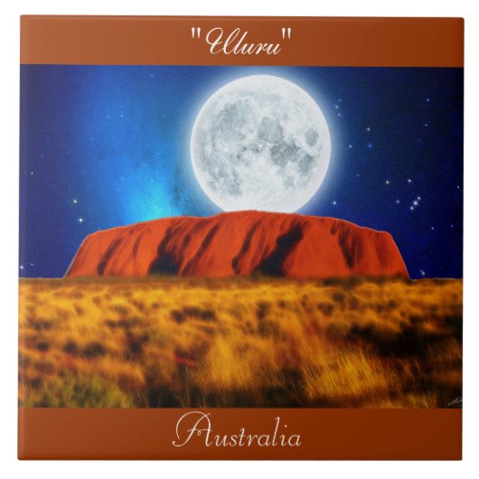 Australian Outback Ayers Rock "Uluru 6' Art Tegel Tegeltje (Voorkant)