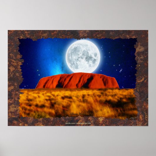 Australian Outback Ayers Rock "Uluru Moon" Art Poster (Voorkant)