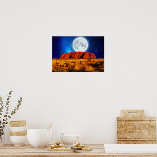 Australian Outback Ayers Rock "Uluru Moon" Art Poster (Keuken)