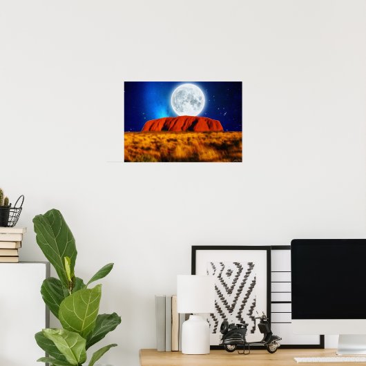 Australian Outback Ayers Rock "Uluru Moon" Art Poster (Thuiskantoor)