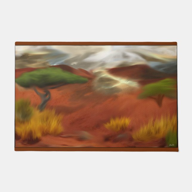 Australian Outback Dawn Abstracte Art Deurmat (Voorkant)