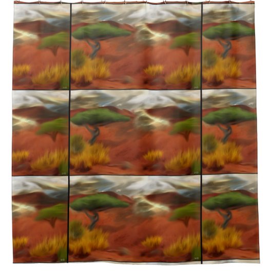 Australian Outback Dawn Abstracte Art Douchegordijn (Voorkant)