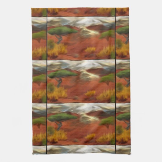 Australian Outback Dawn Abstracte Art Theedoek (Verticaal)