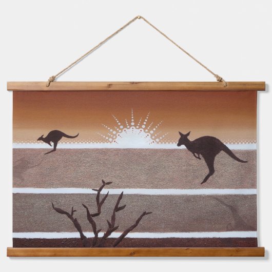 Australian Outback Kangaroo Tapestry Hangend Wandkleed (Voorkant)