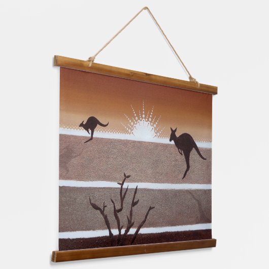 Australian Outback Kangaroo Tapestry Hangend Wandkleed (Gebogen)