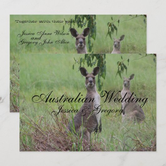 Australian Outback Kangaroos Wedding Invitations Kaart (Voorkant / Achterkant)