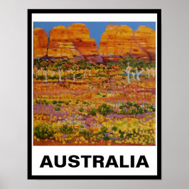 Australian Outback met gumbomen en wilde bloemen Poster