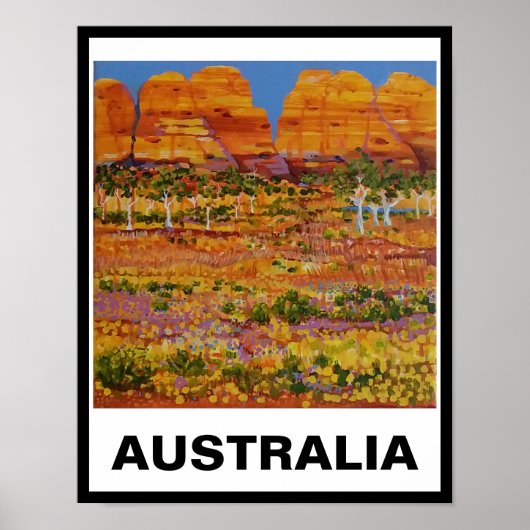 Australian Outback met gumbomen en wilde bloemen Poster (Voorkant)